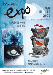 Exposition à l'Amatière : peinture et accessoires en jeans