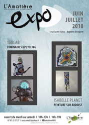 Exposition à l'Amatière : luminaires upcycling et peinture sur ardoise