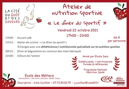 Atelier de nutrition sportive - Vendredi 22 Octobre 2021 - annulé 